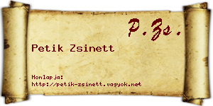 Petik Zsinett névjegykártya